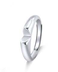 Geometric Heart Shape Silver Couple Ring for Women