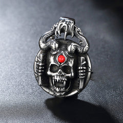 Halloween Cowhead Skull Gemstone Titanium Steel Pendant for Men