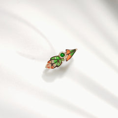 Golden Leaf Enamel Ring for Women