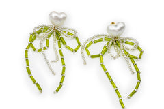 Green Butterfly with Pearl Drop Earrings