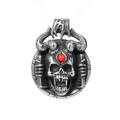 Halloween Cowhead Skull Gemstone Titanium Steel Pendant for Men