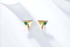 Golden Triangle Enamel Stud Earrings