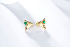 Golden Triangle Enamel Stud Earrings