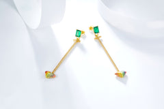 Rainbow Heart Enamel Tassel Drop Earrings