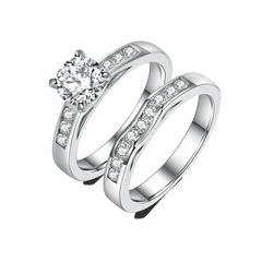 Round Cut Moissanite Ring and Semi Eternity Ring Pack