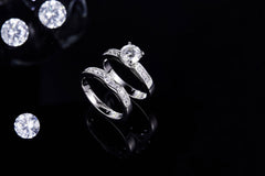 Round Cut Moissanite Ring and Semi Eternity Ring Pack