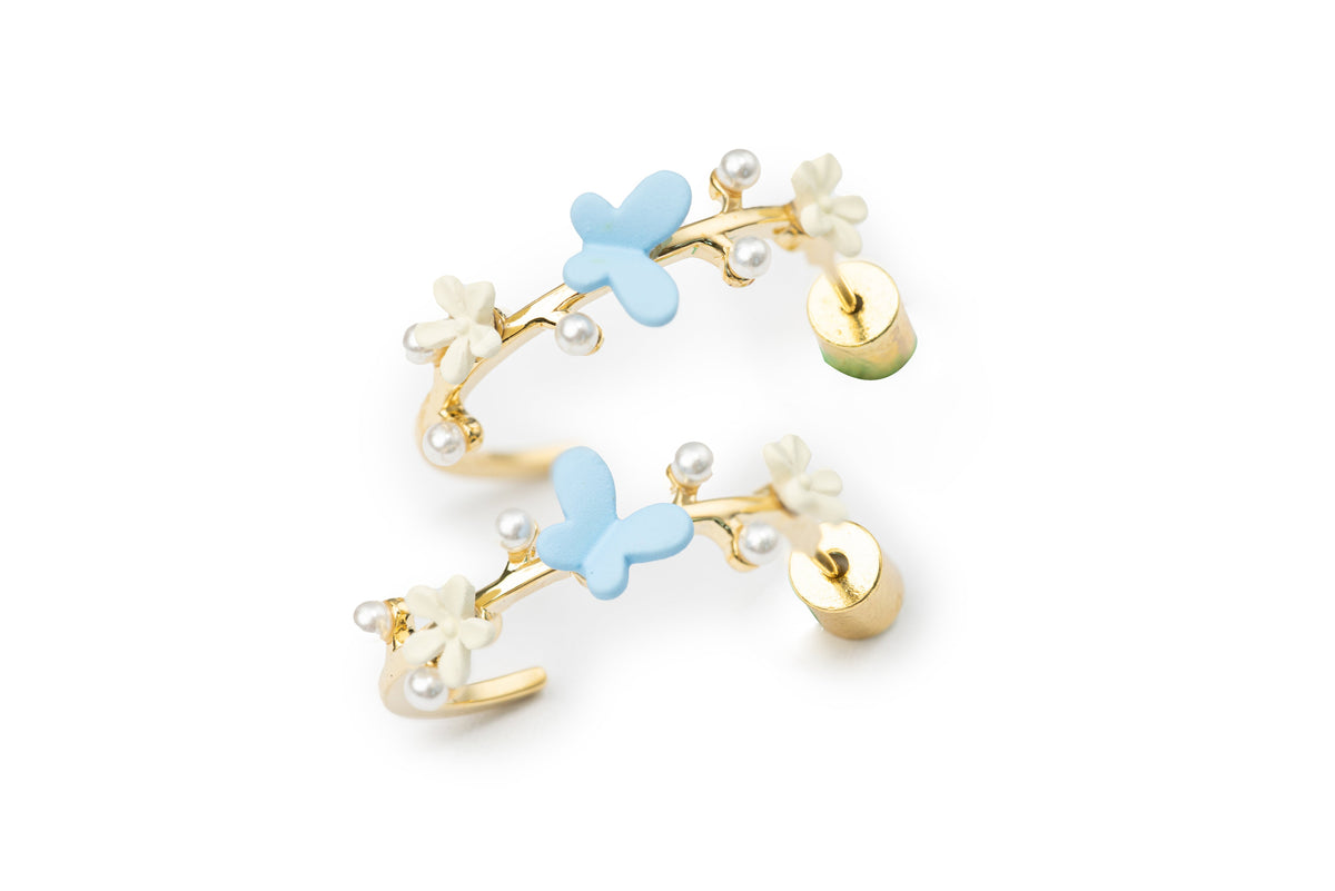 Ocean Blue Flower Hoops