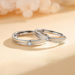 Vertical Line with Zircon Silver Couple Rings