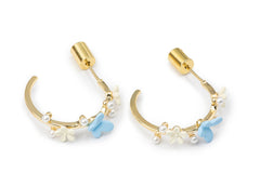 Ocean Blue Flower Hoops