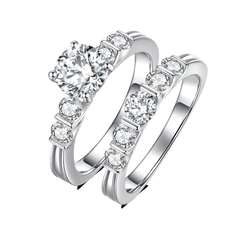 Semi Eternity Moissanite Band Engagement Ring