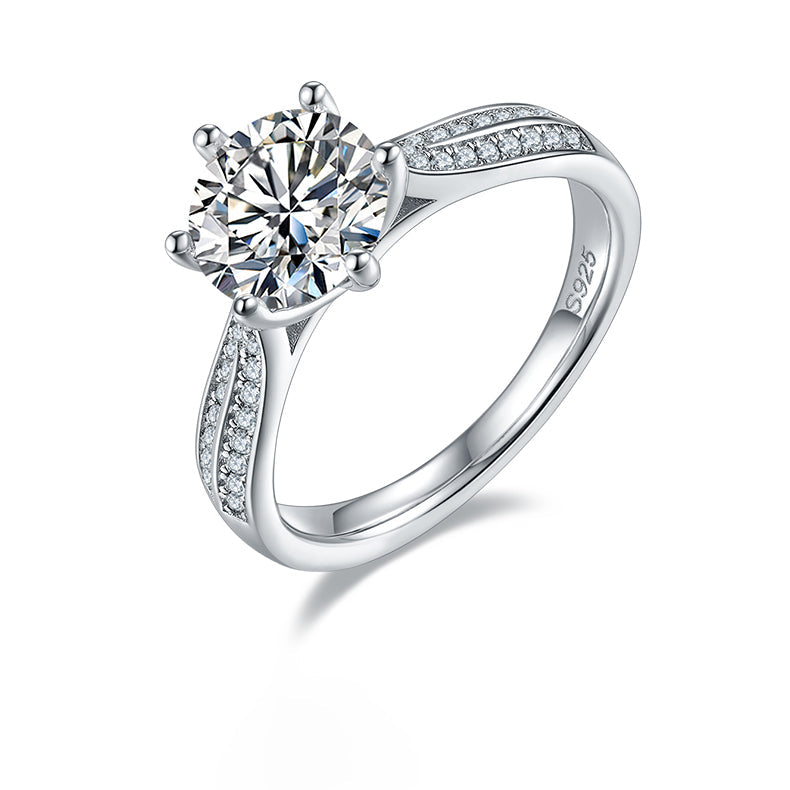 Cathedral 2.0 Carat Round Moissanite Engagement Ring