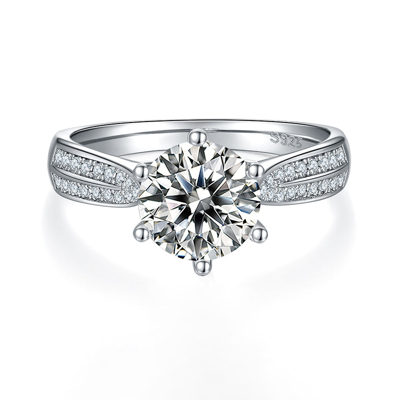 Cathedral 2.0 Carat Round Moissanite Engagement Ring