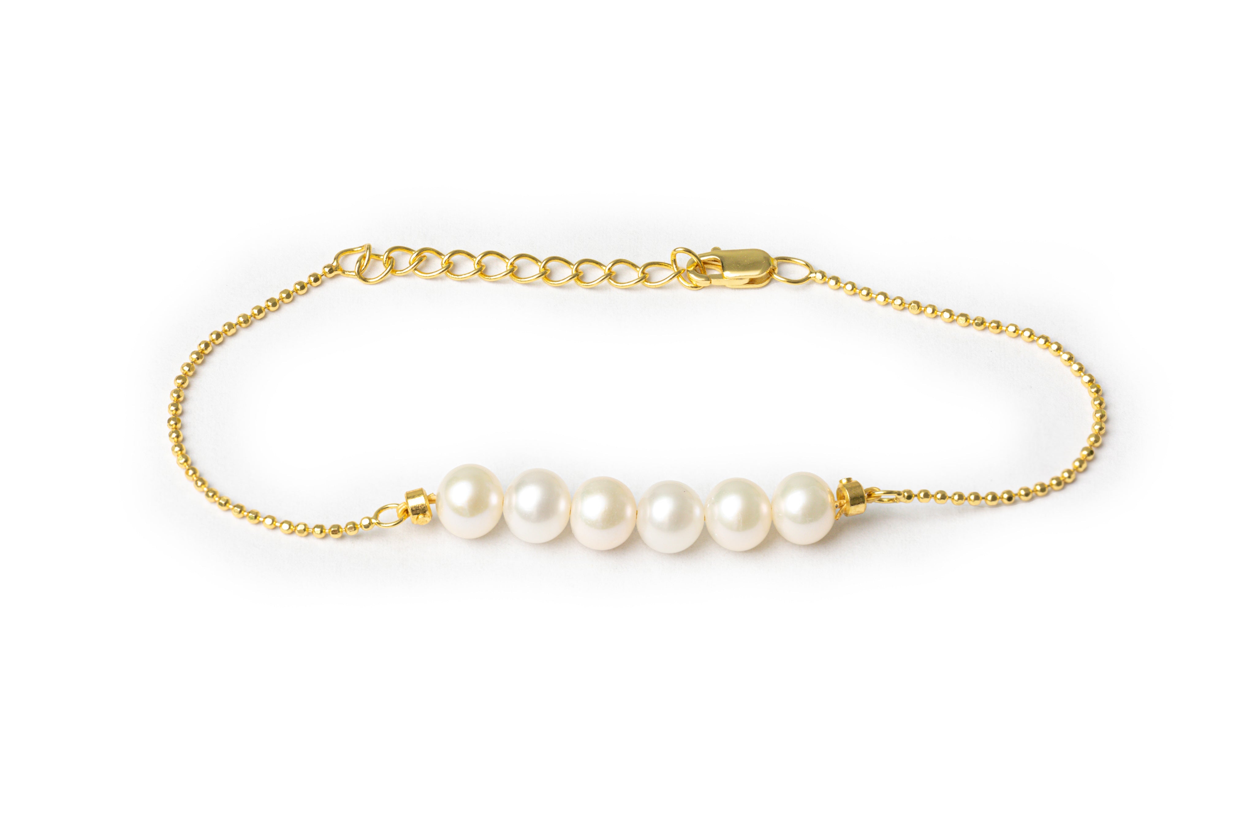 Multiple Freshwater Pearls Golden Bracelet