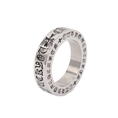 Gothic Text Cross Titanium Steel Ring for Men