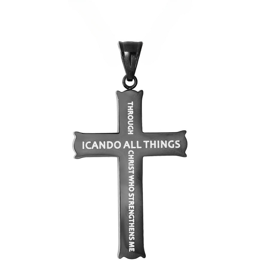 English Pattern Latin Cross Titanium Steel Pendant for Men