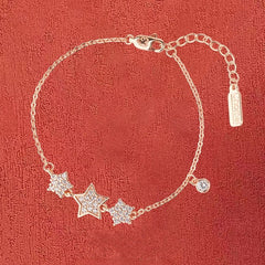 Three Zircon Stars Silver Bracelet for Women