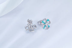 Windmills Blue Enamel Silver Stud Earrings