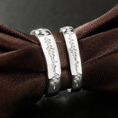 Heartbeat Silver Couple Ring for Women