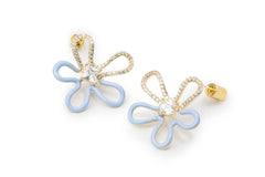 Ocean Blue Bi-Color Flower Studs