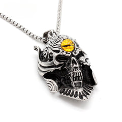 Halloween Demon Eye Aliens Skull Titanium Steel Necklace for Men