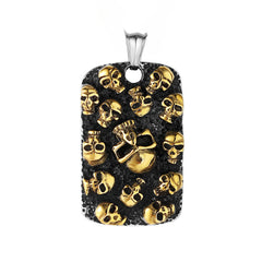 Halloween Golden Skull Rectangle Titanium Steel Pendant for Men