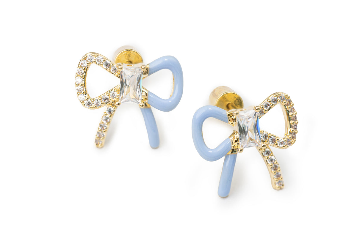 Ocean Blue Bi-Color Bow Studs