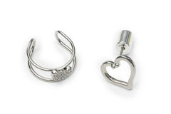 Golden or Silver Clip and Stud with Heart