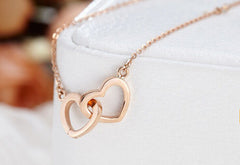 Valentine's Day Gift Two Heart Buckle Two-wear Silver Necklace for Women