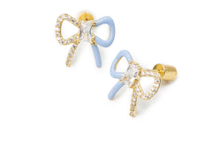 Ocean Blue Bi-Color Bow Studs