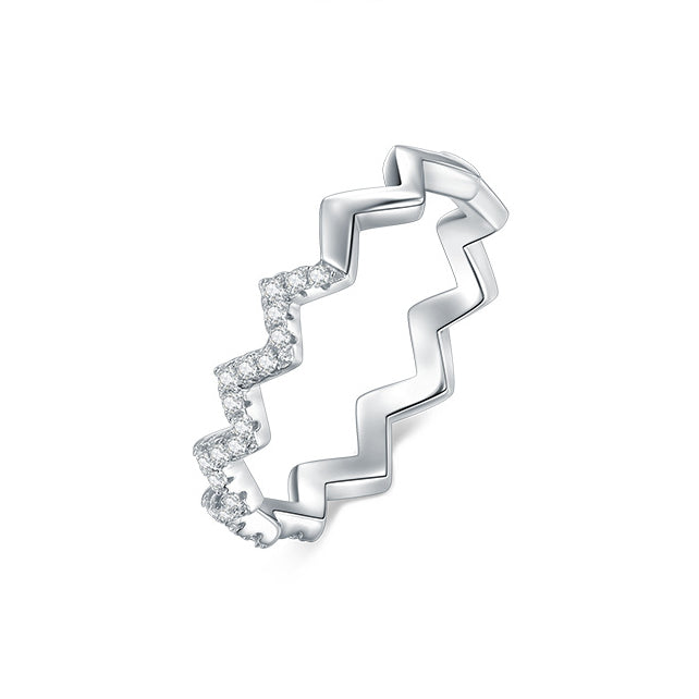 S925 Geometric Lightning Simple Micro-inlaid Zircon Ring Female Online Celebrity Girl Ins Cold Wind Index Finger Ring