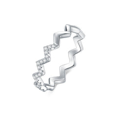 S925 Geometric Lightning Simple Micro-inlaid Zircon Ring Female Online Celebrity Girl Ins Cold Wind Index Finger Ring