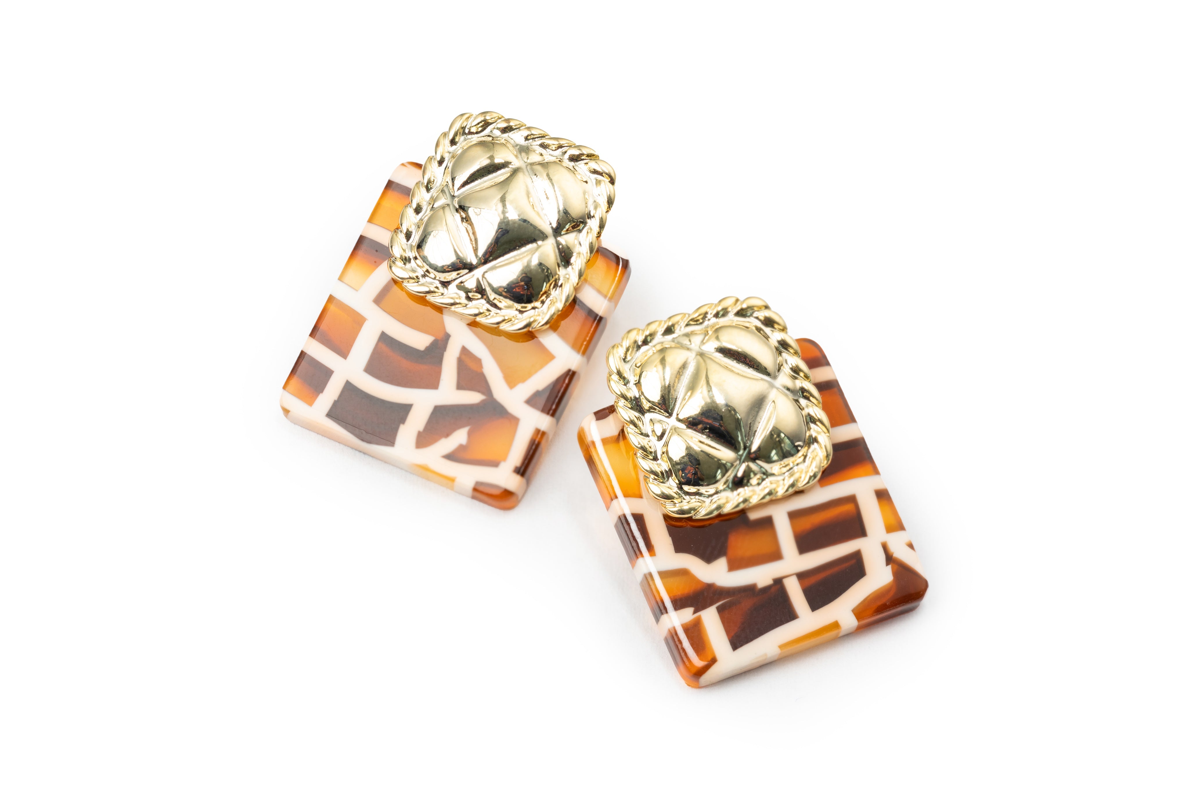 Golden Mosaic Drop Earrings