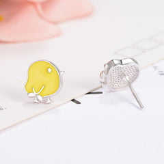 Yellow Chick Silver Studs Earrings for Women