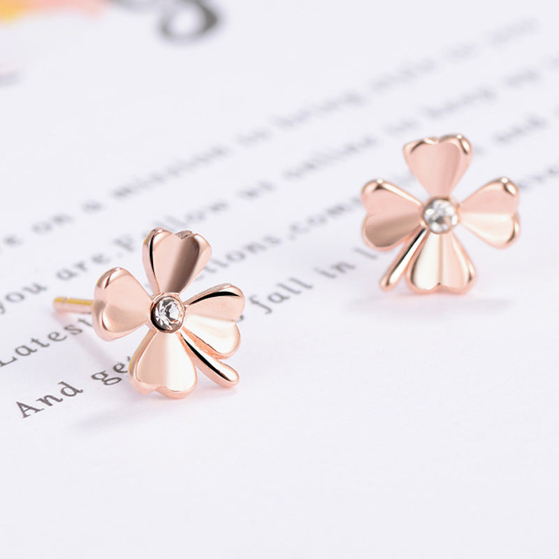 Lucky Clover Silver Studs Earrings for Women