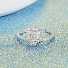 Zircon Flower Silver Ring