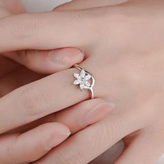 Zircon Flower Silver Ring