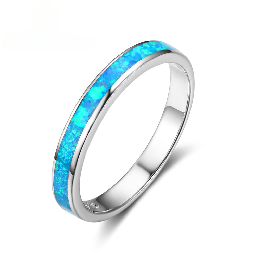 Blue Opal Sterling Silver Ring