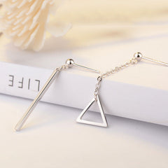 Hollow Triangle and Strip Silver Drop Earrings for Women