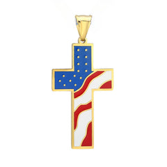 American National Flag Latin Cross Titanium Steel Pendant for Men