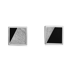 Square Black Enamel Stud Earrings