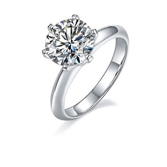 Six Prongs 3.0 Carat Round Moissanite Engagement Ring