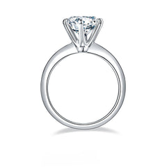 Six Prongs 3.0 Carat Round Moissanite Engagement Ring