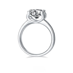 Ox Head Prong 3.0 Carat Round Moissanite Engagement Ring