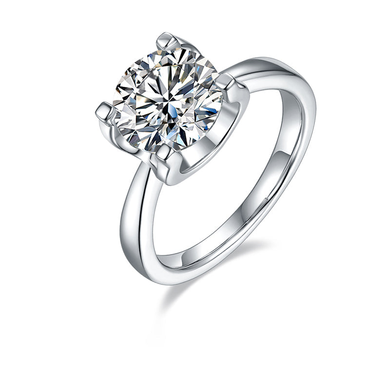 Ox Head Prong 3.0 Carat Round Moissanite Engagement Ring