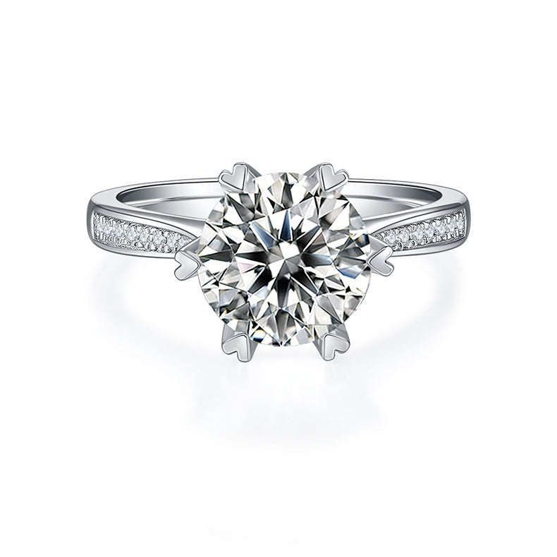 Six Heart Prongs 3.0 Carat Moissanite Ring