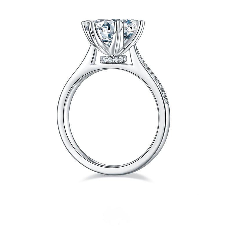 Six Heart Prongs 3.0 Carat Moissanite Ring