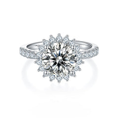 Lotus Halo 3.0 Carat Round Moissanite Engagement Ring