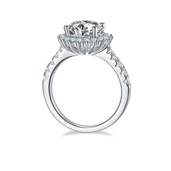 Lotus Halo 3.0 Carat Round Moissanite Engagement Ring