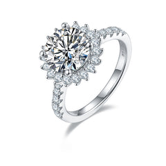 Lotus Halo 3.0 Carat Round Moissanite Engagement Ring