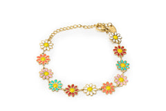 Golden Colorful Flower Bracelet